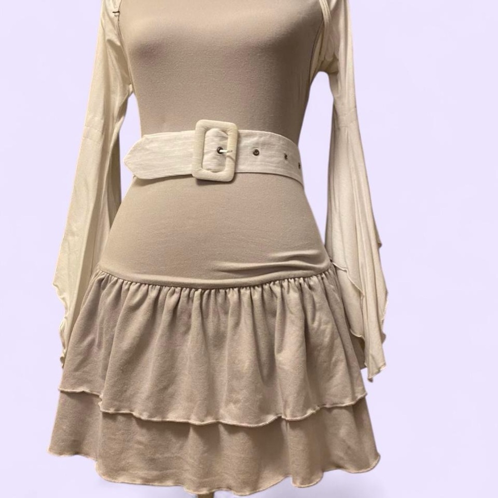 Chic gray/Cream Ruffle dress - Picture 7 of 8